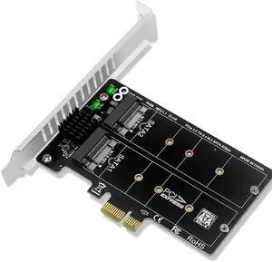 Aomoproing FOR PH58 2 x M2 SATA to PCIE Adapter Card Double Disc Display Card RAID Splitter Expansion Card PCIe X1 to NGFF M2 SATA SSD