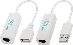 Aomoproing FOR 2PCS USB Ext To RJ45 Connector,USB 2.0 To RJ45 Ethernet LAN Ext Extension Adapter Cable Up To 200 Meter
