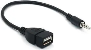 Aomoproing 1pcs 3.5mm Male To Female Cable Audio Convert Wire Car AUX Cable Female Converter Adapter Cable Audio AUX Jack To USB 2.0