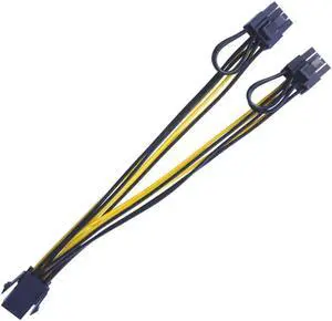 Aomoproing PCI-E 6-pin to Dual 6+2-pin (6-pin/8-pin) Power Splitter Cable Graphics Card PCIE PCI Express 6Pin to Dual 8Pin Power Cable