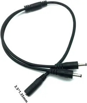 Aomoproing 3.5*1.35mm Male To Female Y Type Adapter Extension Cable, 1 Female To 2 / 4 Male Splitter DC Power Cable