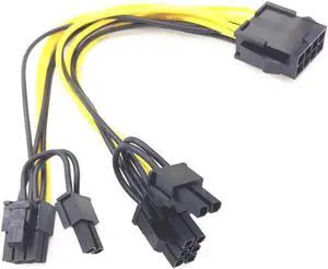 Aomoproing  1pcs PCI-E PCIE 8p Female to 2 Port Dual 8pin 6+2p Male GPU Graphics Video Card Miner 
 Power Extension Cable Cord