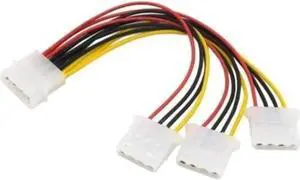 Aomoproing  4Pin IDE Power Cables HY1578 4 Pin Molex Male To 3 Port Molex IDE Female Power Supply Splitter Adapter Cable