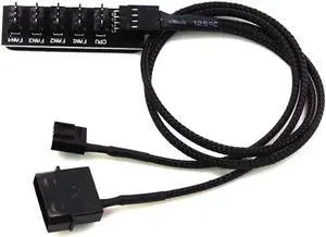 Aomoproing Ruth's sister 1 To 5-Port 4-Pins PWM CPU Cooler/ Case/ Chasis Cooling Fan Power Cable Hub Splitter Adapter Black Sleeved Jacket 40Cm