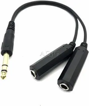 Aomoproing 6.35 mm Male to 2 6.35 mm Female Adapter Cable 1/4 6.35mm Plug to Dual 6.35mm Jack Y Splitter Stereo Audio Cord Aomoproing 6.35 mm Male to 2 6.35 mm Female Adapter Cable 1/4 6.35mm Plug to Dual 6.35mm Jack Y Splitter Stereo Audio Cord