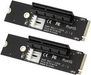 Aomoproing FOR 2 Pcs NGFF To PCI-E Adapter Card M.2 To PCIE X4 Expansion Card NGFF To PCI-E X4 Slot Card Compatible With XI X4 X8 X16