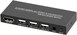 Aomoproing 2 Port 8K Displayport KVM Switch 4K 144hz USB KVM 8K Displayport 1.4 Switch KVM Dp switch mouse keyboad