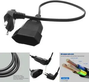 Aomoproing FOR Europea 90 Degree Male Plug to Female Socket Power Extension Cable for PC Computer PDU