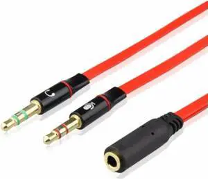 Aomoproing FOR Headph Splitter For Computer 3.5mm Female to 2 Dual 3.5mm Male Headph Mic Audio Y Splitter Cable Headset to PC