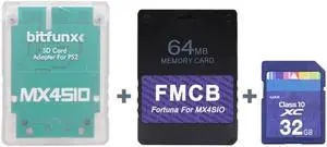 Aomoproing Portable Card Reader for PS2 Slim MX4SIO SIO2SD Multifunctional Memory Card Adapter Support Secure Digital / TF Card + Card Kit