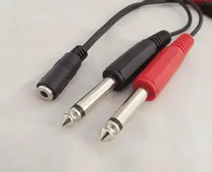 Aomoproing FOR 2pcs 3.5mm Female To Dual 6.35mm Mono Male Extension Audio Adapter Cable 20cm Aomoproing FOR 2pcs 3.5mm Female To Dual 6.35mm Mono Male Extension Audio Adapter Cable 20cm