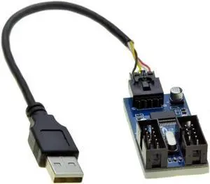 Aomoproing FOR USB 2.0 Male 1 to 2 9Pin USB header Female Extension Cable Card USB2.0 to 9-Pin USB HUB USB 2.0 9 pin Con tor Port Multilier