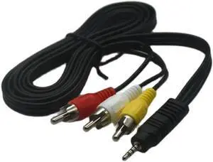 Aomoproing 2.5mm Jack To 3 X RCA Phono Lead Audio / Video AV Cable 2.5mm To AV Video Cable For Net Media Player 1.5m