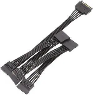 Aomoproing Hard drive Power SATA 18AWG Wire for Hard Drive IDE Molex To 5-Port 15Pin SATA Power Cable Cord Lead HDD SSD PC Server DIY HOT