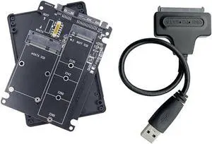 Aomoproing FOR Black Adapter Card M.2 NGFF MSATA SSD To SATA 3.0 Adapter Card 2 In 1 Converter Adapter Card With Shell+USB3.0 Easy Drive Cable