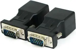 Aomoproing FOR 2 Pack VGA Ext Male To RJ45 CAT5 CAT6 20M Network Cable Adapter COM Port To LAN Ethernet Port Converter