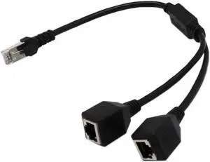 Aomoproing RJ45 1 Male to 2 Female Socket Port LAN Ethernet Network Splitter Y Stable Transmission Cat5e Cat5 Cat6 Easy Adapter Cable