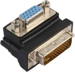 Aomoproing DVI-I 24+5 Male to VGA 15 Pin Female 90 Degree Right Angle Convertor DVI to VGA RGB Video Adapter for Computer Monitor Display