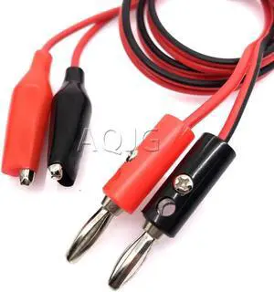 Aomoproing 1M Alligator Cilp to AV Banana Plug Test Cable Lead Connector Dual Tester Probe 35mm Crocodile Clip for Multimeter Measure Tool