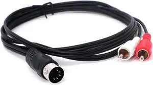 Aomoproing Din 5 Pin to RCA Cable 5-Pin Din Male Plug to 2-RCA Male Audio Adapter Cable for Electrophonic Bang & Olufsen, Naim, Quad...Ster