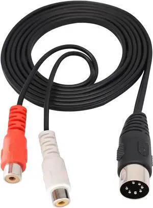 Aomoproing Din 7 Pin Male to Dual RCA Female Audio Cable 7-Pin Midi Male to 2 Dual RCA Female Plug Audio Cable for Bang & Olufsen B&O, Naim
