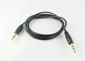 Aomoproing FOR 1pc Black 3.5mm 1 Male to Male Stereo Audio Auxiliary Cord Extension Cable 1m