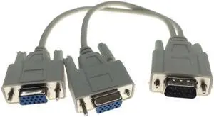 Aomoproing VGA Splitter Cable 15 Pin VGA Male To 2 Female Splitter Cable SVGA Monitor Adapter Extension Converter Video Cable Lead for PC
