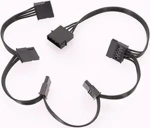 Aomoproing  IDE 1 to 5 SATA 15Pin Hard Drive Power Supply Splitter Cable Cord for DIY PC Sever 4-pin to 15-pin Power 60CM