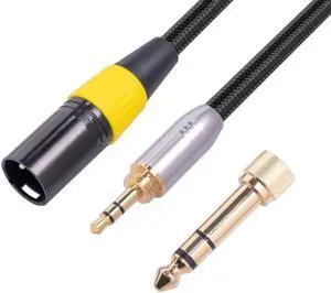Aomoproing 3.5mm +6.35mm (1/8 Inch 1/4 Inch) Cable to Male XLR 3Pin Adapter 30CM