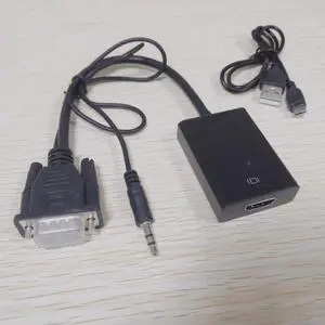 Aomoproing VGA Male to HDMI Female Converter Adapter Cable With Audio Output 1080P VGA Video Cable for PC laptop to HDTV Projector