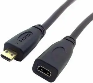Aomoproing FOR HDMI compatible 1.4 D type Micro HDMI-compatible Male to Micro HDMI-compatible Female M/F Extension Cable 30cm
