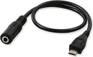 Aomoproing Micro USB Male to 3.5mm Jack Female Audio Cable Cord for Active Clip Mic Microphone Convert Adapter -1Feet (Black)