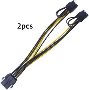 Aomoproing 2pcs PCI-E PCIE 8p Female to 2 Port Dual 8pin 6+2p Male GPU Graphics Video Card Miner Power Extension Cable Cord 18AWG Wire