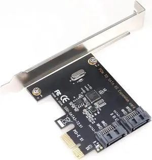 Aomoproing SATA PCI E Adapter 2 Ports SATA 3.0 To PCIe X1 X16 Expansion Adapter Card SATA 3 III PCI-e PCI Express Converter Marvell 9125