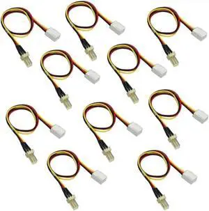 Aomoproing 10Pcs/Lot PC Fan Power Extension Cable 12V 3-Pin Male to 3-pin Female Fan Power Extension Lengthen Cable for Cooling Fan