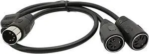 Aomoproing DIN 5-Pin Splitter Y Adapter MIDI Cable, MIDI 5 Pin Male to Dual 2 x DIN-5 Female Extension Audio Cable (D5P M-2F,0.5meter)