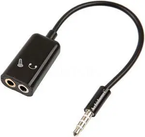 Aomoproing Kebidu 1pc 3,5mm Mini divisor estéreo de Audio macho a auricular auriculares + adaptador de micrófono negro de alta calidad conector de cable