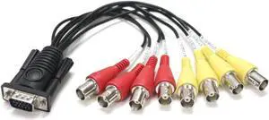 Aomoproing VGA D-Sub 15Pin Male to 8 BNC Female Connector Audio/Video converter adapter For Geovision GV-1480A DVR CCTV Card