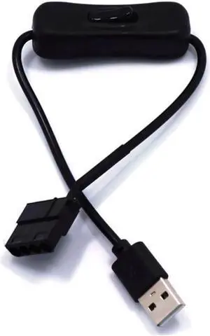 Aomoproing 1 To 1 2 USB To 3-Pin / 4-Pin PWM 5V USB Sleeved Fan Power Adapter Connector Cable with ON Off Switch