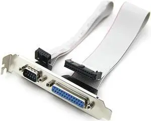 Aomoproing FOR DB25 25Pin Parallel Port Printer LPT + RS-232 RS232 COM DB9 9Pin Serial Port Cable Cord Wire Bracket Aomoproing FOR DB25 25Pin Parallel Port Printer LPT + RS-232 RS232 COM DB9 9Pin Serial Port Cable Cord Wire Bracket