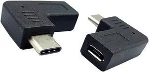 Aomoproing Right & Left Angle USB Type C Male to Micro USB Female Data Sync and Charging Converter Adapter for Phones Tablets 2pack Aomoproing Right & Left Angle USB Type C Male to Micro USB Female Data Sync and Charging Converter Adapter for Phones Tablets 2pack
