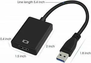 Aomoproing USB3.0 To HDMI Bus Adapter Cable Male To Female Converter for PC Computer Laptop HDTV Monitor Projector