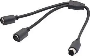 Aomoproing PS 2 Splitter 6 pin Mini Din Male Plug to 2 x Female Sockets Cable Mouse/Keyboard Y Splitter Cable- PS/1 (M) to PS/2 (F) 30cm