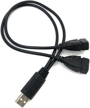 Aomoproing 1PC USB 2.0 A 1 male to 2 Dual USB Female Data Hub Power Adapter Y Splitter USB Charging Power Cable Cord Extension Cable 39CM