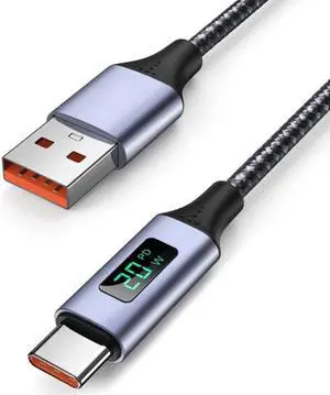 Aomoproing PD 20W USB to USB C Cable, 3.0A Fast Charging Phone USB C Cable with LED Display