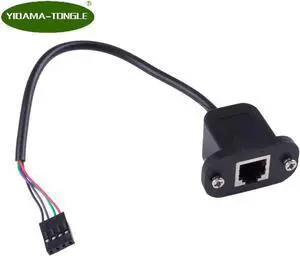 Aomoproing RJ11 6p4c Female to DP 4P Male Telephone Panel Mount Lan Network Ethernet Extension Cable 15cm