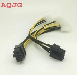 Aomoproing 18cm 8Pin To Dual 4Pin Video Card Power Cord Y Shape 8 Pin PCI Express To Dual 4 Pin Molex Graphics Card Power Cable
