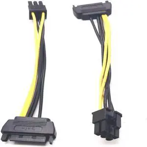 Aomoproing SATA Power 15P To 6P Graphics Card Reverse Power Wiring 15 Pin 6PIN Graphics Card Power Cord 15CM