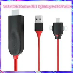 Aomoproing 3 IN 1 Converter Adapter USB-C Cable Micro USB Type C lightning to HDTV cable for iPhone for Android Phone to TV Projector