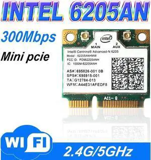 Aomoproing WDXUN 300M Dual Band Wlan Network Adapter for Intel Advanced-N 6205 62205AN 300Mbps Wireless Wifi 2.4Ghz 5Ghz Mini PCI-E Card